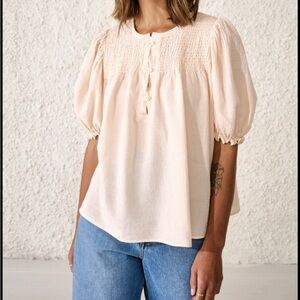 Bellerose Soft Cream Blouse with Puff Sleeves